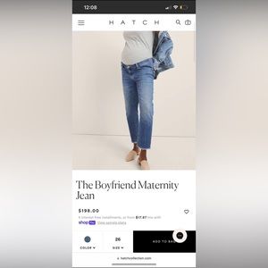 Hatch Collection boyfriend maternity jeans size 26 EUC